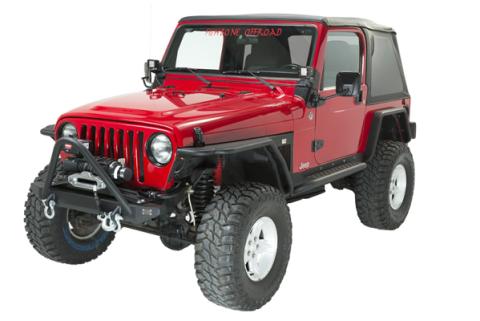 Jeep TJ Front Bumper W/Stinger 97-06 Wrangler TJ Rubicon and Unlimited Steel Black Textured Powdercoat Piranha Series Fishbone Offroad