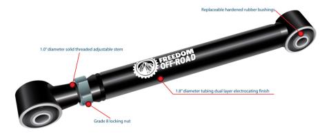Adjustable Front Upper and Lower Control Arms 1-6 Inch Lift 94-00 Ram 1500/94-02 Ram 2500/3500 Freedom Off-Road