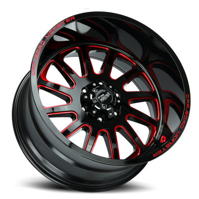 Aluminum Wheels 20x10 M17 GBMLR Series Gloss Black/Candy Red 5 On 127 Bolt Pattern -19 Offset Off Road Monster