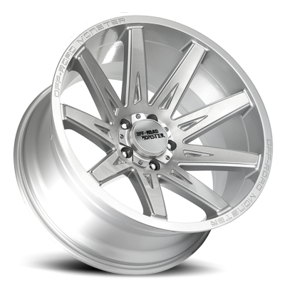 Aluminum Wheels 20x10 M25 BFS Series Brushed Face Silver 5 On 127 Bolt Pattern -19 Offset Off Road Monster