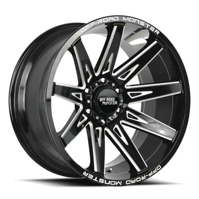 Aluminum Wheels 22x12 M25 GBML Series Milled Gloss Black 5 On 127 Bolt Pattern -44 Offset Off Road Monster