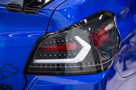 OLM Evolution Tail Lights Clear Lens Black Base White Bar 15+ WRX STI