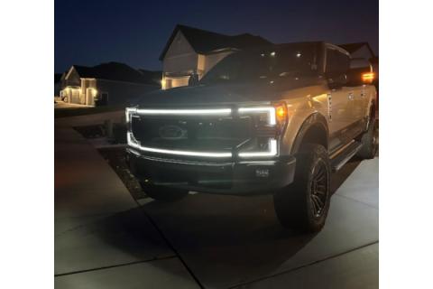 2020-2022 Ford F250 Super Duty Grille Black w White DRL Essential Series OLM
