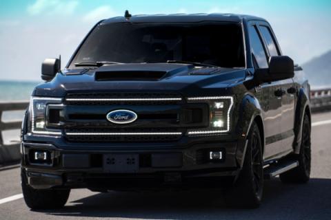 2018-2020 Ford F150 Grille Black w White DRL Essential Series OLM