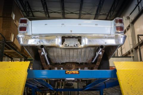 1966-71 Ford Fairlane 2.5 Inch H-Pipe Crossmember Back Rear Exit Exhaust Violator Mufflers Pypes Performance Exhaust