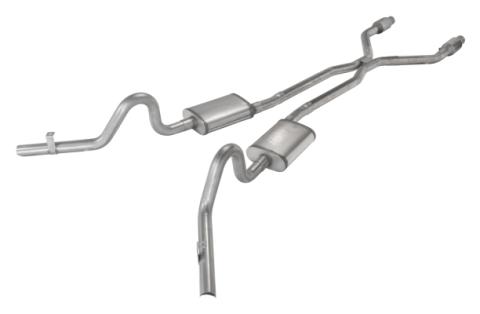 Crossmember Back w/H-Pipe Exhaust System 78-88 EL Camino Exc SS Split Rear Dual Exit 2.5 in Intermediate And Tail Pipe Turbo Pro Muffler/Hardware Incl Tip Not Incl Catalytic Converter Incl Pypes Exhaust