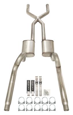 1970-1974 Mopar E-Body 3 Inch Crossmember Back Exhaust System 409 Stainless Turbo Pro Mufflers Pypes Performance Exhaust