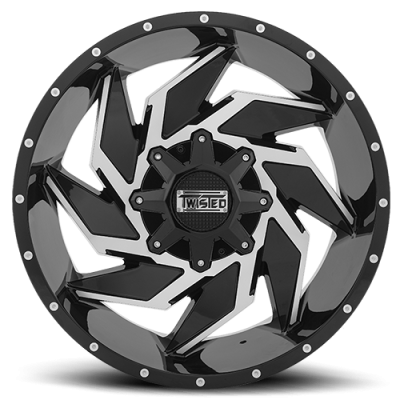 Aluminum Wheels 20x10 Wraith T-23 Gloss Black Machined 5 On 114.3/5 On 127 Bolt Pattern -12 Offset Twisted Off-Road