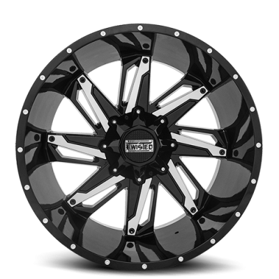 Aluminum Wheels 20x9 Raptor T-24 Black Milled 5 On 114.3/5 On 127 Bolt Pattern -12 Offset Twisted Off-Road