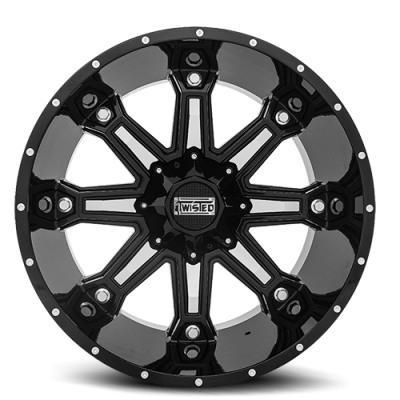 Aluminum Wheels 20x10 Vixon T-27 Gloss Black Machined 5 On 114.3/5 On 127 Bolt Pattern -12 Offset Twisted Off-Road