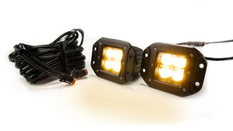 2 Inch Square Flush Mount Cree LED Lights Pair Chrome Series White/Amber With Harness 79903 Top Gun Customz