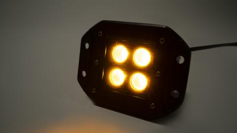 2 Inch Square Cree LED Flood Flush Mount Light Single Unit Black Series Amber/White Includes Hardware Harness Sold Separately Top Gun Customz