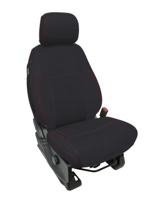 Front Seat Covers for 2021-Present Ford F150, 2023-Present Super Duty with Standard Seats, Black with Red Stitch PRP Seats