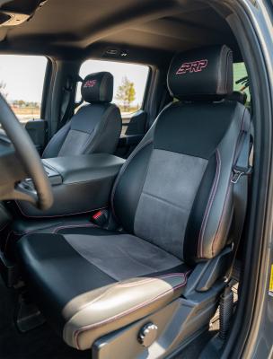 Front Seat Covers for 2021-Present Ford F150, 2023-Present Super Duty with Standard Seats, Black with Red Stitch PRP Seats