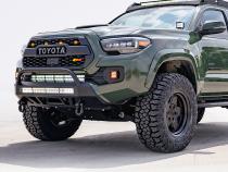 16-Up Tacoma Stealth Bumper 32 Inch LED Bar Combo Beam Bumper Light Bar-Blue-Small 32 Inch Spot Beam with Relocation Mounts No Switch No Winch No D-Ring Cali Raised LED