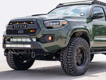 16-Up Tacoma Stealth Bumper 32 Inch LED Bar Spot Beam Bumper Light Bar-Blue-Tall Relocation Mounts Only Bumper Light Bar Switch No Winch No D-Ring Cali Raised LED