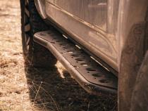 Step Edition Rock Slider For 24-Present Toyota Tacoma/Double Cab Long Bed W/ Kick Out/No Filler Plate/Raw Steel Cali Raised LED