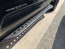 Step Edition Rock Slider For 24-Present Toyota Tacoma/Double Cab Long Bed W/ Kick Out/No Filler Plate/Raw Steel Cali Raised LED