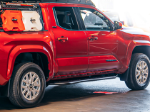 Step Edition Rock Slider For 24-Present Toyota Tacoma/Double Cab Long Bed W/ Kick Out/No Filler Plate// Powdercoat Cali Raised LED