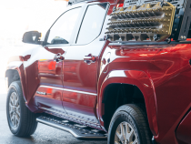 Step Edition Rock Slider For 24-Present Toyota Tacoma/Double Cab Long Bed W/ No Kick Out/Yes (Raw Steel)/Powdercoat Cali Raised LED