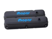 Engine Valve Covers Steel Black Crinkle Mopar Emblem LA/Small Block Engines Proform
