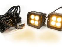 2.0 Inch Square Cube Cree LED Lights Pair Black Series White/Amber W/Harness 79903 Southern Truck Lifts