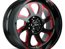Aluminum Wheels 22x12 M22 GBMLR Series Milled Gloss Black/Candy Red 5 On 127 Bolt Pattern -44 Offset Off Road Monster