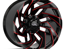 Aluminum Wheels 20x10 M24 GBMLR Series Milled Gloss Black/Candy Red 5 On 127/5 On 139.7 Bolt Pattern -19 Offset Off Road Monster