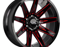 Aluminum Wheels 22x12 M25 GBMLR Series Gloss Black/Candy Red 5 On 127 Bolt Pattern -44 Offset Off Road Monster