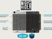 66-74 A,B,C, E Body With AC Automatic 17 x 26 Inch Aluminum Performance Radiator Black Night Rider Series Cold Case Radiators