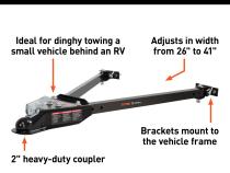 Curt Tow Bar with Adjustable-Width Arms Car Mount 2 Inch Ball 5000 lbs. Safety Cables and Coupler Lock Sold Separately) RockJock 4X4