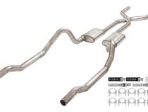 1966-1974 Mopar B-Body 3 Inch Crossmember Back Exhaust System With X-Pipe 409 Stainless With No Mufflers SMB13
