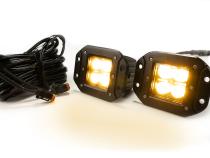 2 Inch Square Flush Mount Cree LED Lights Pair Chrome Series White/Amber With Harness 79903 Top Gun Customz