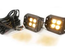 2 Inch Square Flush Mount Cree LED Lights Pair Black Series White/Amber With Harness 79903 Top Gun Customz