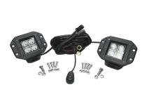 3 Inch Square Flush Mount Cree Flood Beam LED Lights Pair Chrome Series With Harness 79903 Top Gun Customz