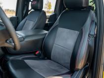 Front Seat Covers for 2021-Present Ford F150, 2023-Present Super Duty with Standard Seats, Black with Red Stitch PRP Seats