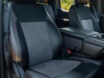 Front Seat Covers for 2021-Present Ford F150, 2023-Present Super Duty with Standard Seats, Black with Red Stitch PRP Seats