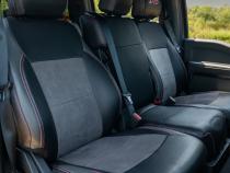 Front Seat Covers for 2021-Present Ford F150, 2023-Present Super Duty with Standard Seats, Black with Red Stitch PRP Seats